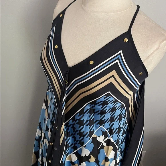 Michael Kors Scarf Printed Midi Summer Dress in blue tones size S/M - Picture 7 of 13